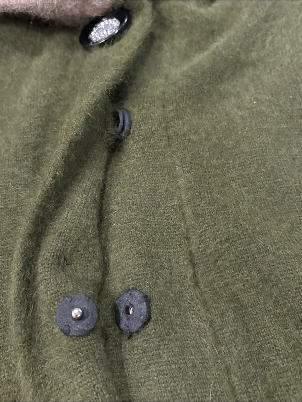 Riccos 100% Mink Cashmere Hooded Sweater Duster Cardigan XL Button Down Green - Picture 12 of 16